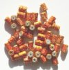 50 6x4mm Metallic Copper Orange Textured Tube Beads